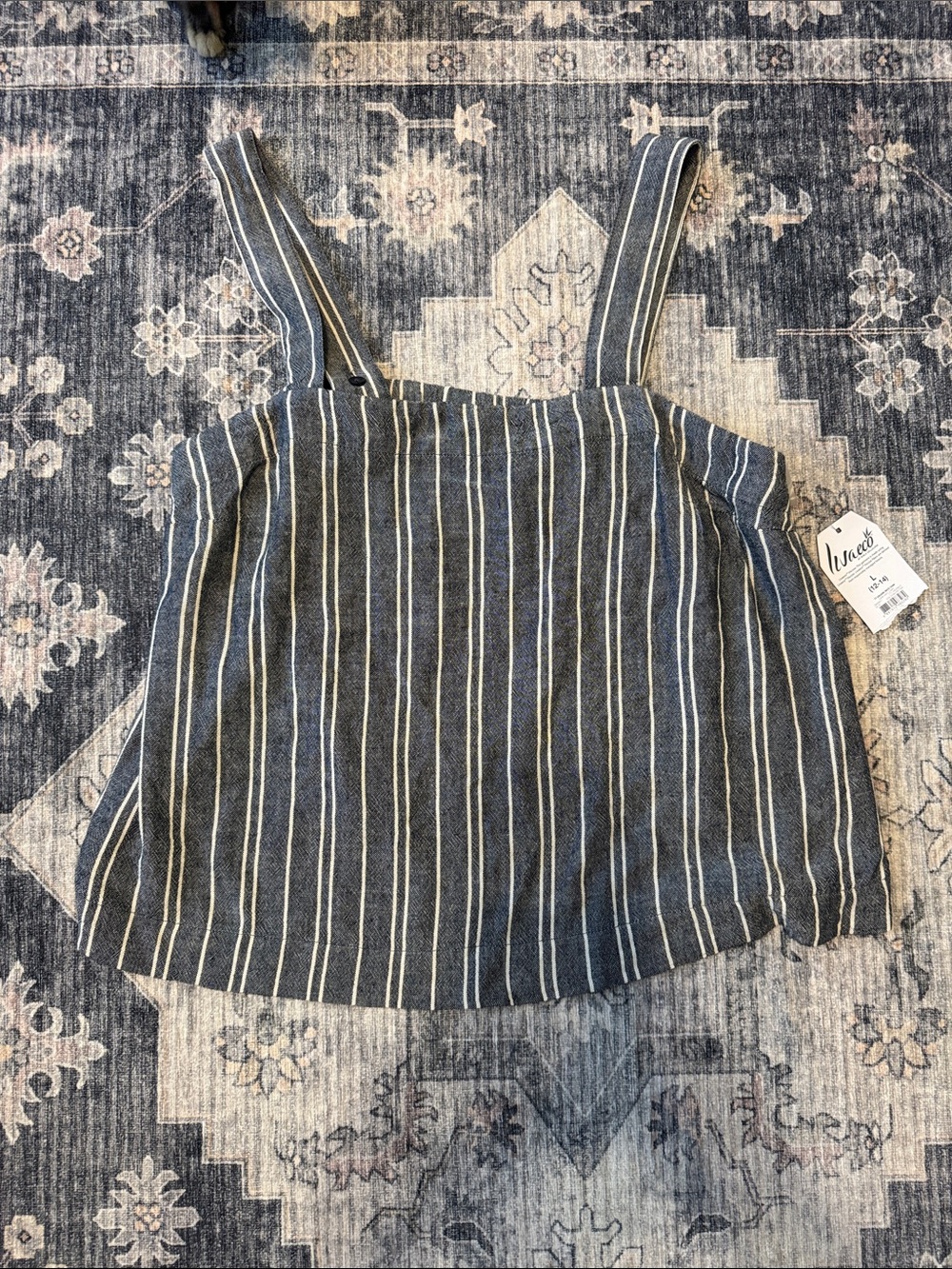 Women's Striped Square Neck Tank - Navy & White